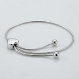 RCJ - 14k White Gold Adjustable Lariat Style Heart Motif Bracelet - 9.25 - Silver - View 4