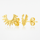 RCJ - 14k Yellow Gold Half Sunburst Post Earrings - One Size - Gold - View 2