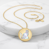RCJ - 14k Yellow Gold Necklace with Cat Symbol in Mother of Pearl - 16 - Gold - View 4