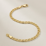 RCJ - 3.2mm 10k Yellow Gold Mariner Link Anklet - 10 - Gold - View 4