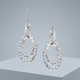 RCJ - Sterling Silver Textured Dual Open Oval Style Dangling Earrings - One Size - Silver - View 2