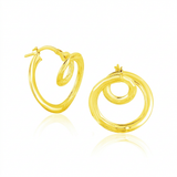 RCJ - 14k Yellow Gold Textured Coil Style Hoop Earrings - One Size - Gold - View 2