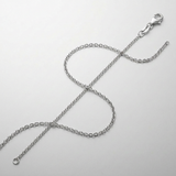 14k White Gold Round Cable Link Chain 1.3mm — 16 / Silver — view 3