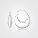 RCJ - Sterling Silver Polished Puffed Hoop Earrings - One Size - Silver - View 2