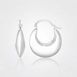 RCJ - Sterling Silver Polished Puffed Hoop Earrings - One Size - Silver - View 3
