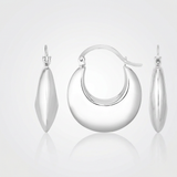 RCJ - Sterling Silver Polished Puffed Hoop Earrings - One Size - Silver - View 4