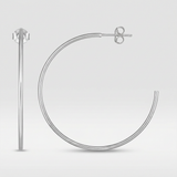 RCJ - 14k White Gold Polished Hoop Earrings - One Size - Silver - View 3