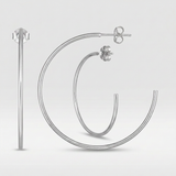RCJ - 14k White Gold Polished Hoop Earrings - One Size - Silver - View 4