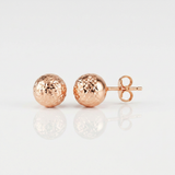 RCJ - 14 k Rose Gold Ball Earrings with Crystal Cut Texture - One Size - Pink - View 2
