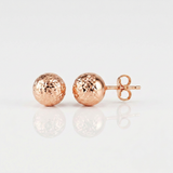 RCJ - 14 k Rose Gold Ball Earrings with Crystal Cut Texture - One Size - Pink - View 4