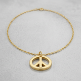RCJ - 14k Yellow Gold with Peace Symbol Pendant - 17 - Gold - View 3