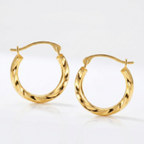 RCJ - 10k Yellow Gold Hoop Earrings in Textured Polished Style (5/8 inch Diameter) - One Size - Gold - View 2