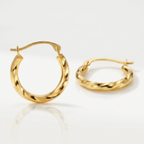RCJ - 10k Yellow Gold Hoop Earrings in Textured Polished Style (5/8 inch Diameter) - One Size - Gold - View 4