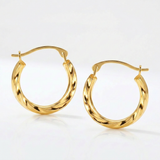 RCJ - 10k Yellow Gold Hoop Earrings in Textured Polished Style (5/8 inch Diameter) - One Size - Gold - View 3