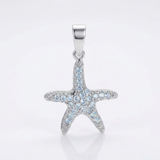 Sterling Silver Petite Starfish Pendant with Cubic Zirconias — One Size / Silver — view 1