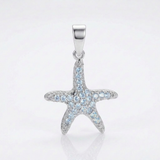 Sterling Silver Petite Starfish Pendant with Cubic Zirconias — One Size / Silver — view 2