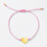 RCJ - 9 1/4 inch Pink Cord Adjustable Bracelet with 14k yellow Gold Heart - 9.25 - Gold - View 2