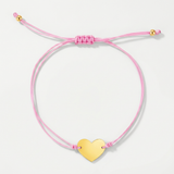 RCJ - 9 1/4 inch Pink Cord Adjustable Bracelet with 14k yellow Gold Heart - 9.25 - Gold - View 3