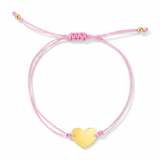 RCJ - 9 1/4 inch Pink Cord Adjustable Bracelet with 14k yellow Gold Heart - 9.25 - Gold - View 4