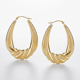 RCJ - 14k Yellow Gold Graduated Textured Oval Hoop Earrings - One Size - Gold - View 2