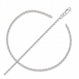 RCJ - 2.3mm 10k White Gold Rolo Anklet - 10 - Silver - View 3