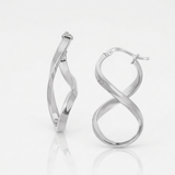 RCJ - 14k White Gold Twist Motif Polished Hoop Earrings - One Size - Silver - View 2