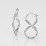 RCJ - 14k White Gold Twist Motif Polished Hoop Earrings - One Size - Silver - View 3