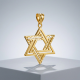 RCJ - 14k Yellow Gold Textured Star of David Pendant - One Size - Gold - View 3
