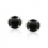 RCJ - 14k White Gold Stud Earrings with Black 4mm Cubic Zirconia - One Size - Black - View 2