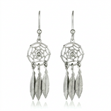 RCJ - Sterling Silver Dream Catcher Dangle Earrings - One Size - Silver - View 2