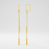 RCJ - Textured Bar Long Drop Earrings in 14k Yellow Gold - One Size - Gold - View 2