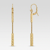 RCJ - Textured Bar Long Drop Earrings in 14k Yellow Gold - One Size - Gold - View 3