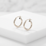 RCJ - Sterling Silver Polished Hoop Style Earrings with Rhodium Plating (15mm) - One Size - Silver - View 3