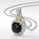 RCJ - 18k Yellow Gold & Sterling Silver Popcorn Cushion Black Onyx and Diamond Pendant - 18 - Black - View 4