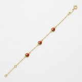 RCJ - 14k Yellow Gold 5 1/2 inch Childrens Bracelet with Enameled Strawberries - 5.5 - Gold - View 2