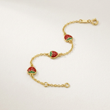 RCJ - 14k Yellow Gold 5 1/2 inch Childrens Bracelet with Enameled Strawberries - 5.5 - Gold - View 3