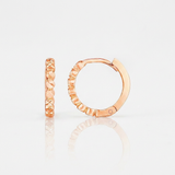 RCJ - 14k Rose Gold Petite Textured Round Hoop Earrings - One Size - Pink - View 4