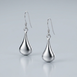 RCJ - Sterling Silver Long Teardrop Shape Puff Drop Earrings - One Size - Silver - View 2