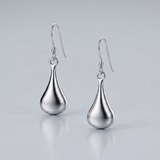 RCJ - Sterling Silver Long Teardrop Shape Puff Drop Earrings - One Size - Silver - View 4