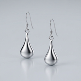RCJ - Sterling Silver Long Teardrop Shape Puff Drop Earrings - One Size - Silver - View 3