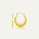 RCJ - 10k Yellow Gold Graduated Textured Hoop Earrings - One Size - Gold - View 2
