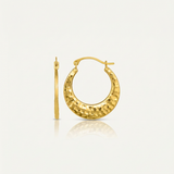 RCJ - 10k Yellow Gold Graduated Textured Hoop Earrings - One Size - Gold - View 4