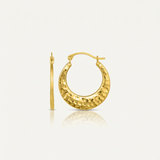 RCJ - 10k Yellow Gold Graduated Textured Hoop Earrings - One Size - Gold - View 3