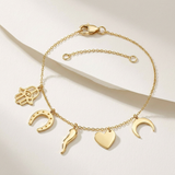 RCJ - 14k Yellow Gold 7 inch Bracelet with Polished Charms - Gold - View 4