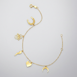 RCJ - 14k Yellow Gold 7 inch Bracelet with Polished Charms - Gold - View 3