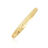 RCJ - 10k Yellow Gold Dome Childrens Diamond Cut Florentine Bangle - Gold - View 2