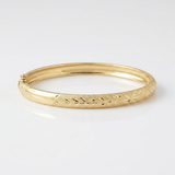 RCJ - 10k Yellow Gold Dome Childrens Diamond Cut Florentine Bangle - Gold - View 3