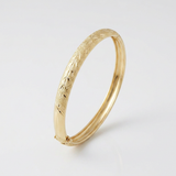 RCJ - 10k Yellow Gold Dome Childrens Diamond Cut Florentine Bangle - Gold - View 4