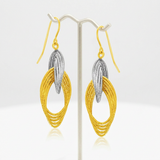 RCJ - 14k Two-Tone Gold Interlaced Multiple Row Earrings - One Size - Gold - View 2