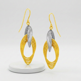 RCJ - 14k Two-Tone Gold Interlaced Multiple Row Earrings - One Size - Gold - View 4